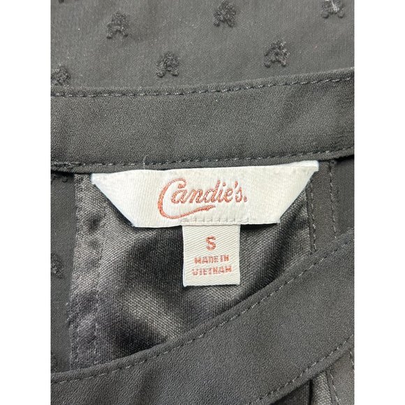 Candie's Women's Pullover Swiss Dot Style Pullover Top in Black - Sz S - Picture 4 of 6